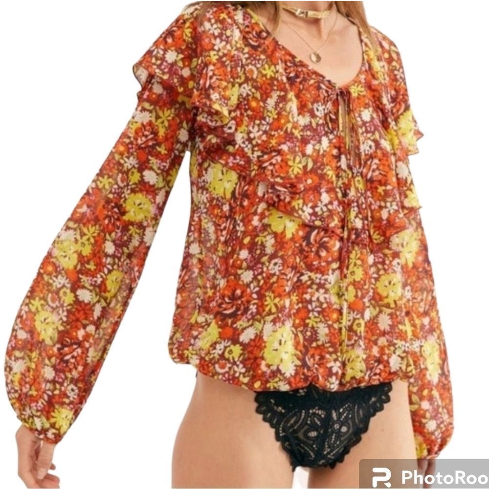 Free People Intimately Say It To Me Bodysuit in Red Sienna Comb NWT